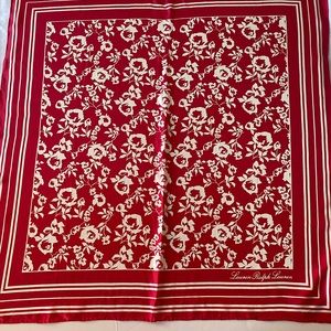 NWT Ralph Lauren 100%silk floral scarf red/white
